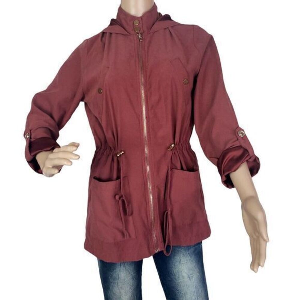 Womens Hooded‎ Jacket Unlined Utility Military Parka Size S